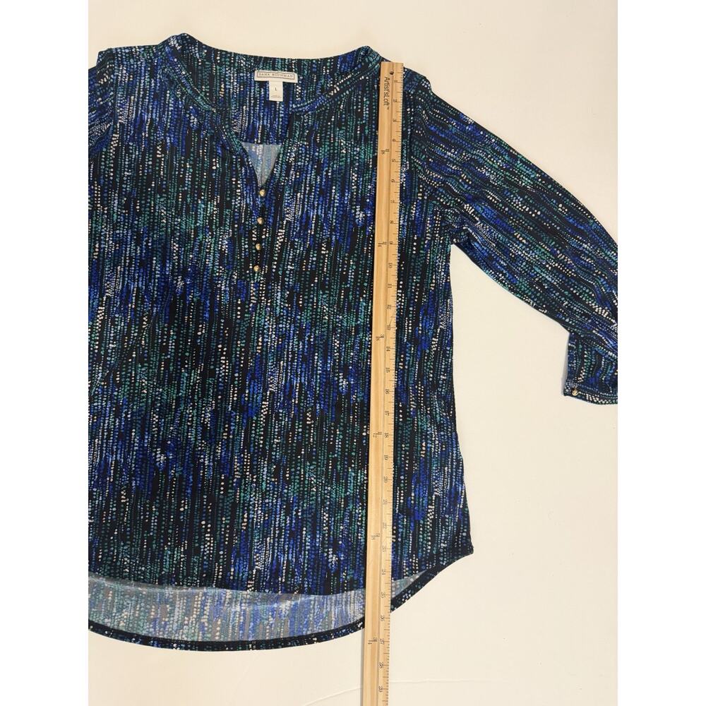 Women’s Dana Buchman Size Large Loose Fit, Split Neck , Abstract Long Sleeve Top - Picture 8 of 8